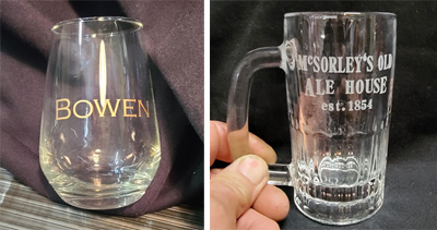 Custom engraved glassware, Engraver's Den