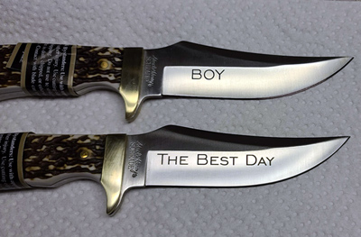 Custom engraved personalized knives, Engraver's Den