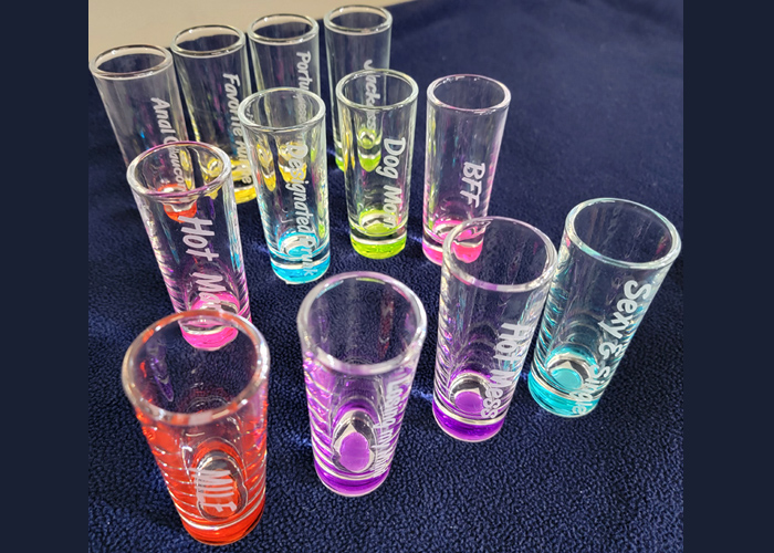 Custom engraved shot glasses, Engraver's Den