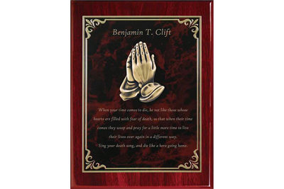 Custom engraved memorial plaques, Engraver's Den