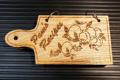 Engraved recipe card holder, Engraver's Den