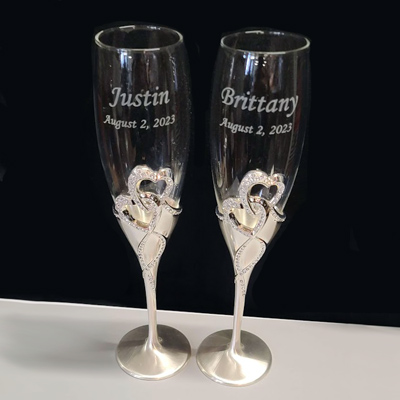 Custom engraved wedding glassware, Engraver's Den