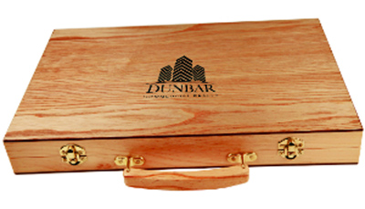 Custom engraved wooden boxed backgammon game from Engraver's Den